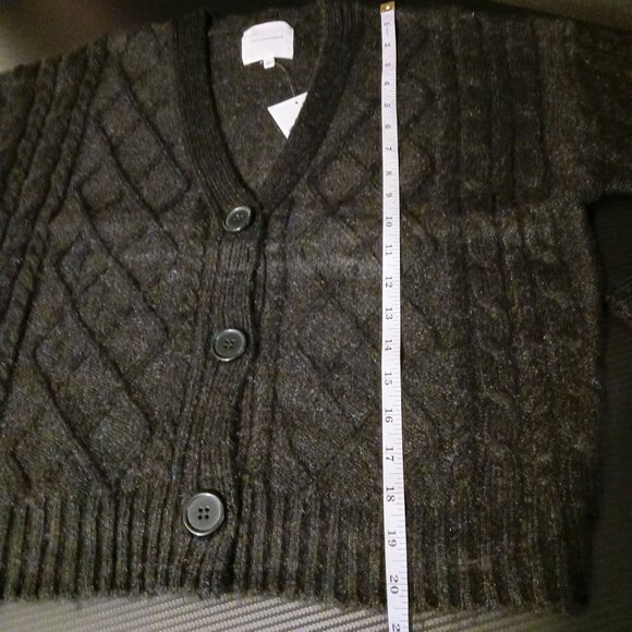 NEW No Comment Black V-Neck Cable Knit 3 Button Cardigan Sweater Size  L - Picture 9 of 9